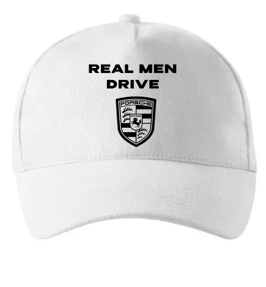 Кепка Real men drive porsche Білий фото