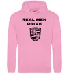 Мужская толстовка (худи) Real men drive porsche Розовый фото
