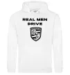 Мужская толстовка (худи) Real men drive porsche Белый фото