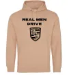 Мужская толстовка (худи) Real men drive porsche Песочный фото