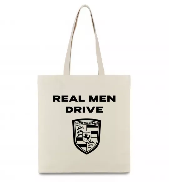 Эко-сумка Real men drive porsche Бежевый фото