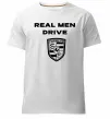 Чоловіча преміум футболка Real men drive porsche Білий фото
