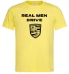 Мужская футболка Real men drive porsche Лимонный Мужская футболка Real men drive porsche Лимонный фото