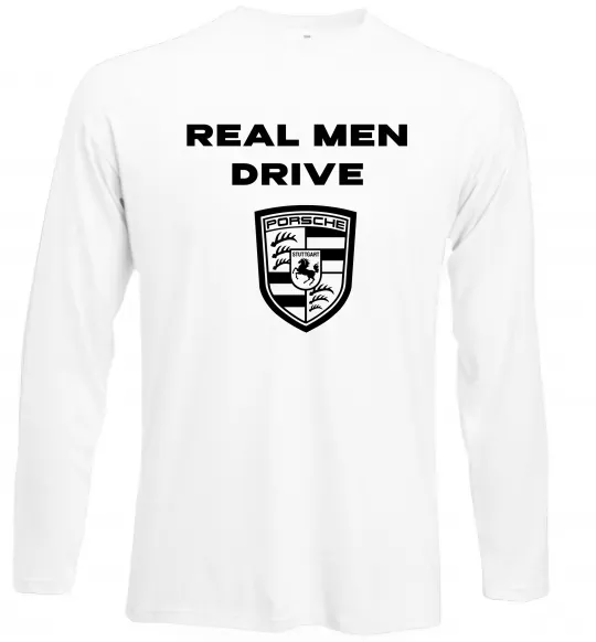 Лонгслів Real men drive porsche Білий фото