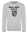 Світшот Real men drive porsche Сірий меланж фото