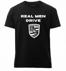 Чоловіча преміум футболка Real men drive porsche