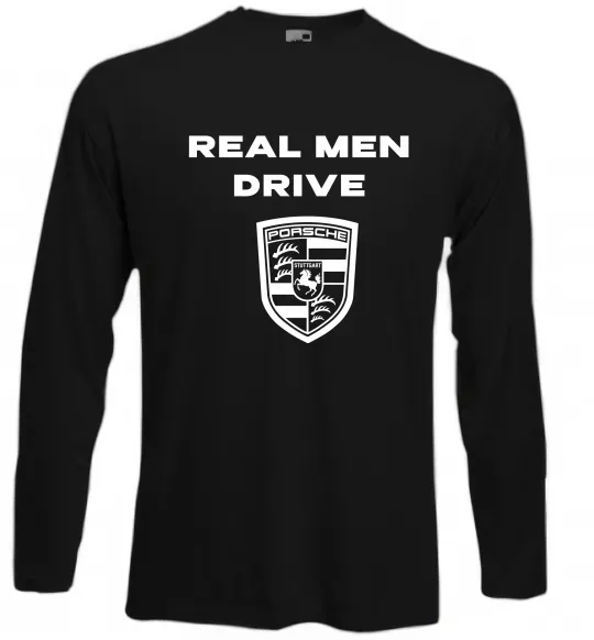 Лонгслів Real men drive porsche Чорний фото