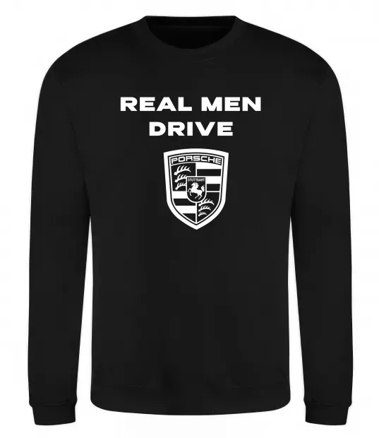 Світшот Real men drive porsche Чорний фото