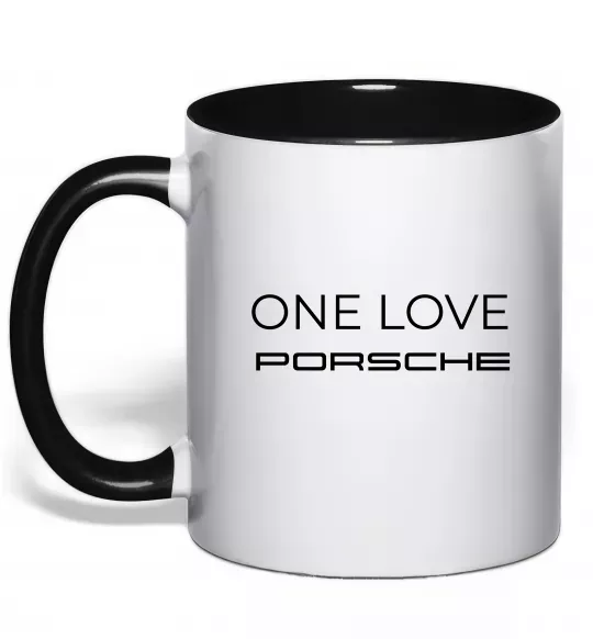 Чашка с цветной ручкой One love Porsche Черный фото
