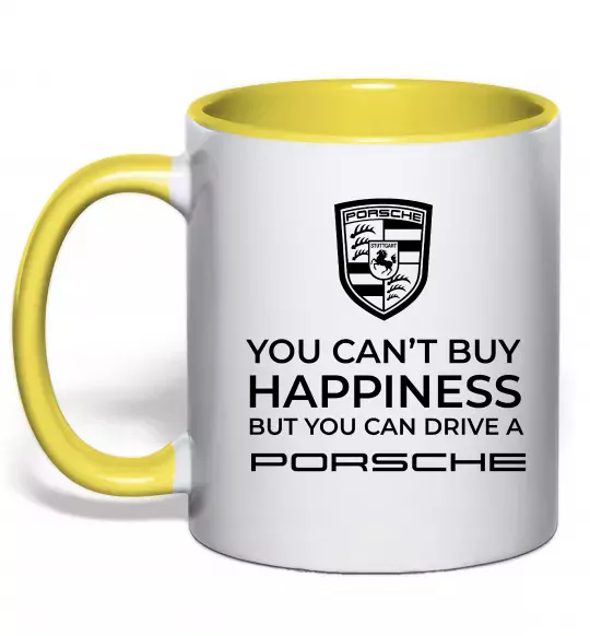 Чашка з кольоровою ручкою You can drive Porsche Сонячно жовтий фото