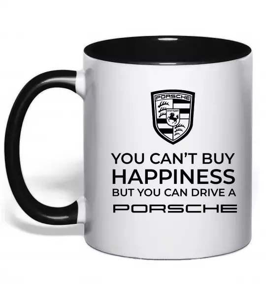 Чашка з кольоровою ручкою You can drive Porsche Чорний фото