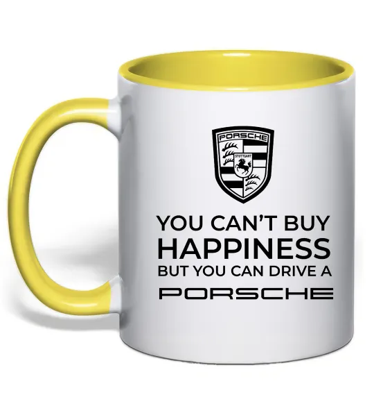Чашка с цветной ручкой You can drive Porsche Лимонный фото