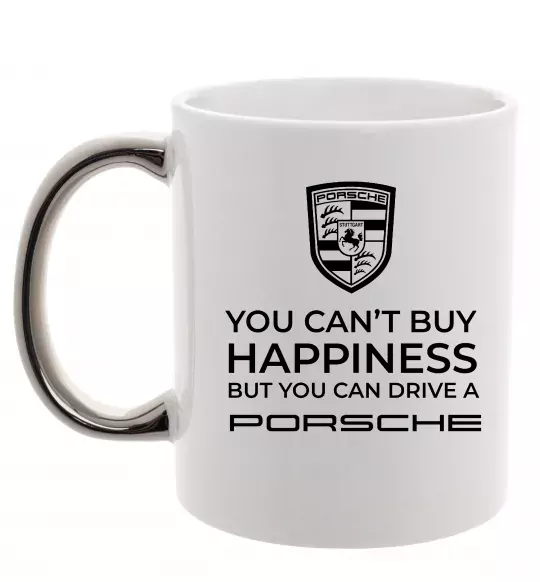 Чашка з кольоровою ручкою You can drive Porsche Срібло фото