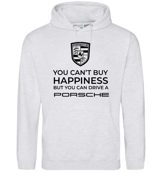 Мужская толстовка (худи) You can drive Porsche Серый меланж фото