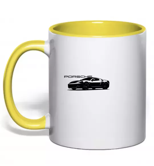 Чашка с цветной ручкой Porsche car Солнечно желтый фото