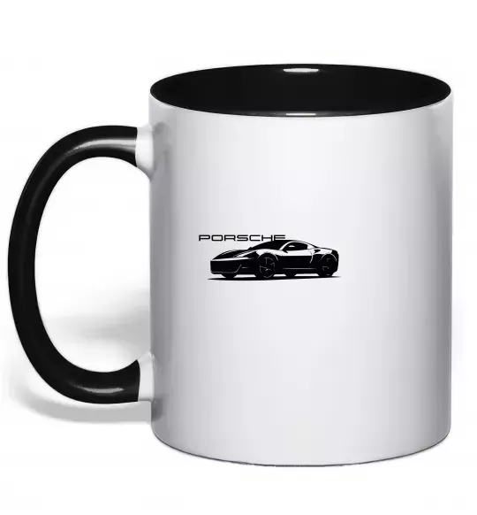 Чашка с цветной ручкой Porsche car Черный фото