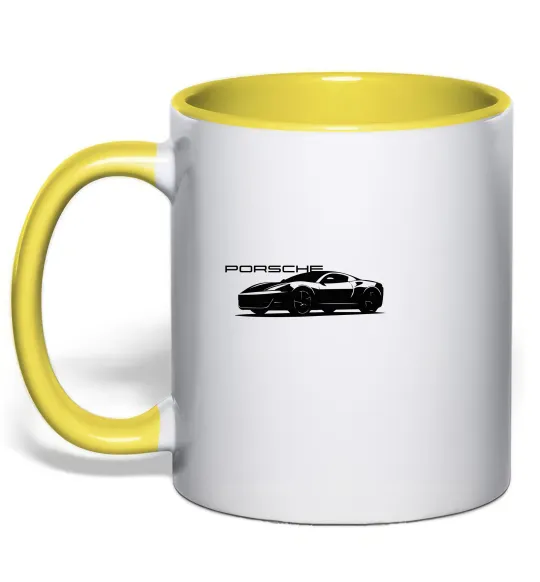 Чашка з кольоровою ручкою Porsche car Лимонний фото