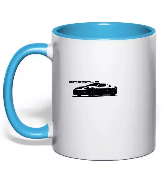 Чашка с цветной ручкой Porsche car Голубой фото