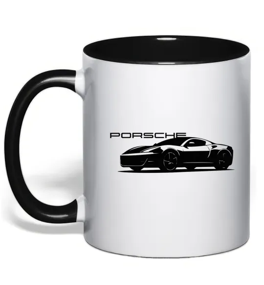 Чашка с цветной ручкой Porsche car Черный фото
