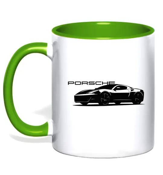 Чашка с цветной ручкой Porsche car Лаймовый фото