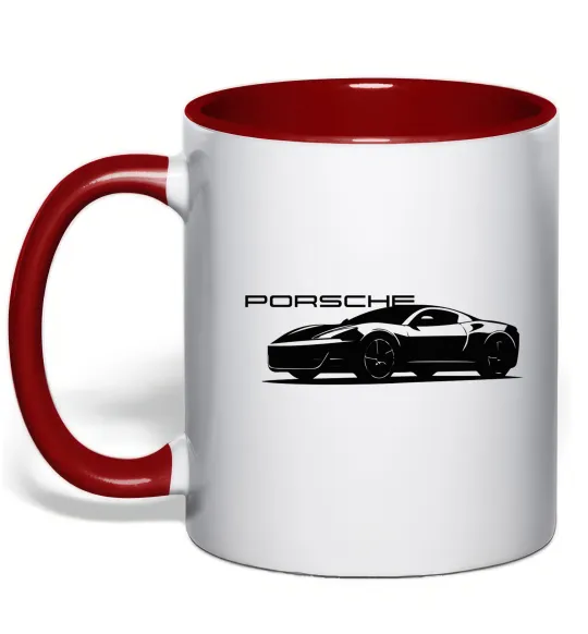 Чашка с цветной ручкой Porsche car Красный фото