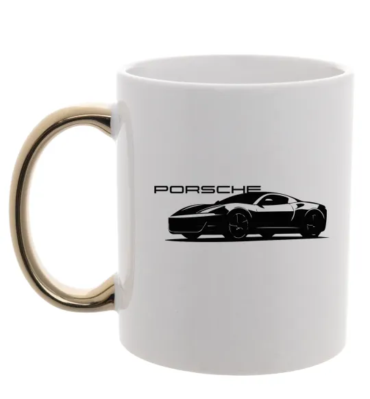 Чашка с цветной ручкой Porsche car Золото фото
