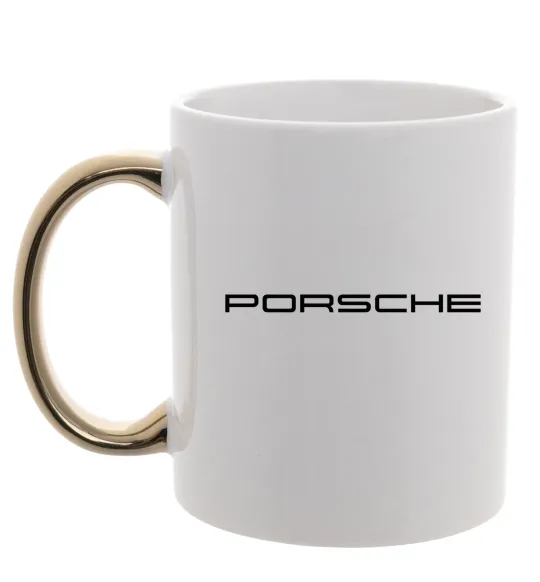 Чашка з кольоровою ручкою Porsche напис Золото фото