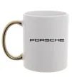 Чашка з кольоровою ручкою Porsche напис Золото фото