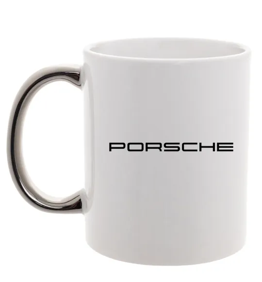 Чашка з кольоровою ручкою Porsche напис Срібло фото