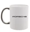 Чашка з кольоровою ручкою Porsche напис Срібло фото