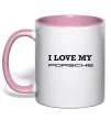 Чашка з кольоровою ручкою I love my Porsche Ніжно рожевий фото