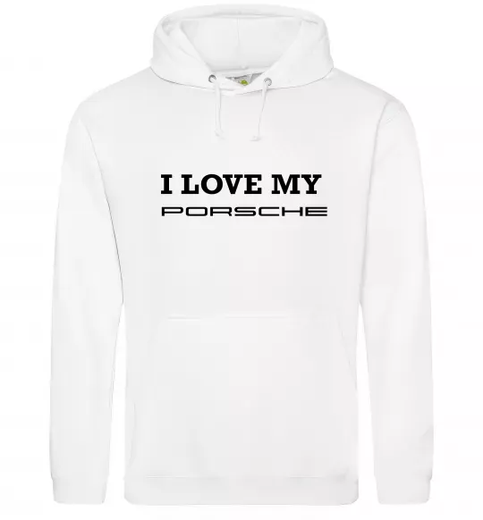 Чоловіча толстовка (худі) I love my Porsche Білий фото