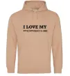 Чоловіча толстовка (худі) I love my Porsche Пісочний фото