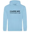 Мужская толстовка (худи) I love my Porsche Голубой фото