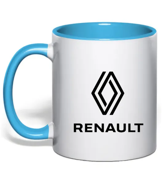 Чашка с цветной ручкой Renault Голубой фото