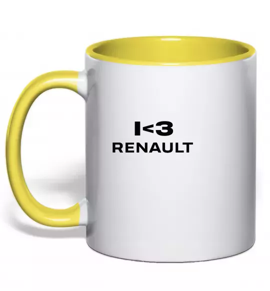 Чашка с цветной ручкой I <3 Renault Солнечно желтый фото