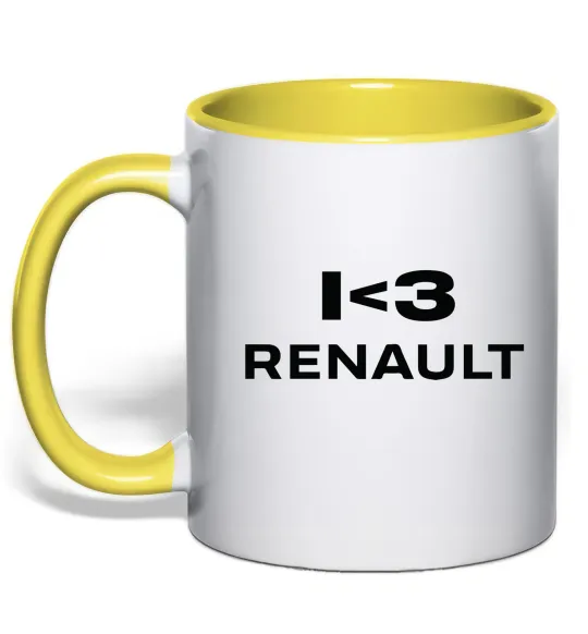 Чашка с цветной ручкой I <3 Renault Лимонный фото