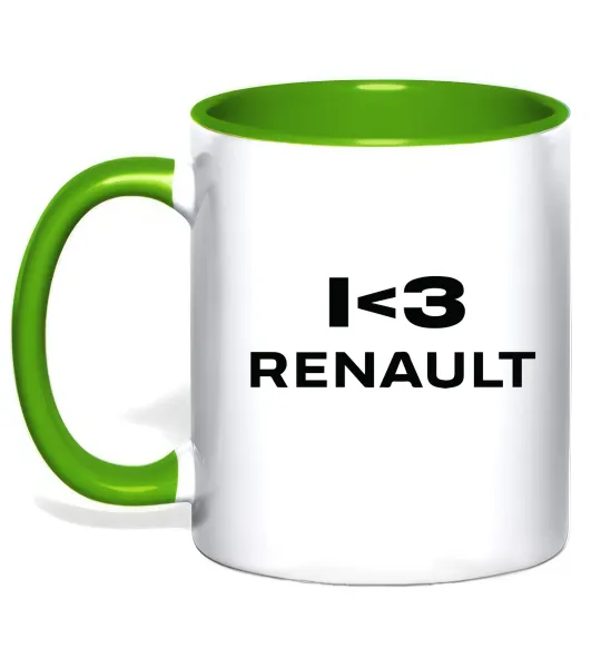 Чашка с цветной ручкой I <3 Renault Лаймовый фото