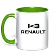 Чашка с цветной ручкой I <3 Renault Лаймовый фото
