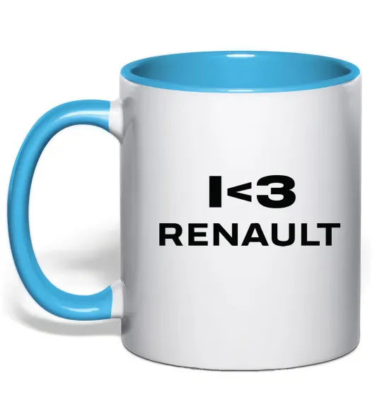 Чашка с цветной ручкой I <3 Renault Голубой фото