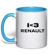 Чашка с цветной ручкой I <3 Renault Голубой фото