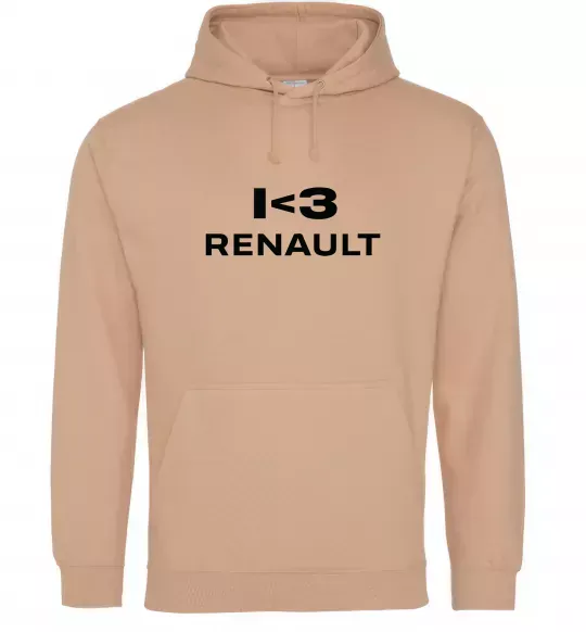 Женская толстовка (худи) I <3 Renault Песочный фото