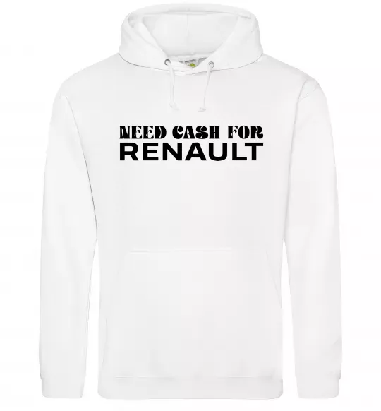 Мужская толстовка (худи) Need cash for Renault Белый фото