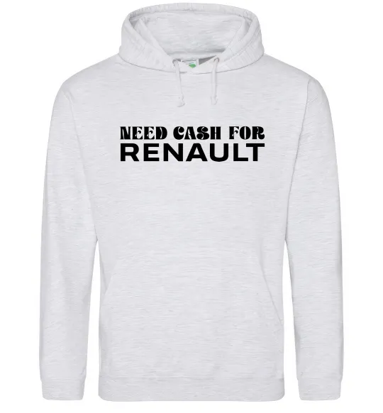 Мужская толстовка (худи) Need cash for Renault Серый меланж фото