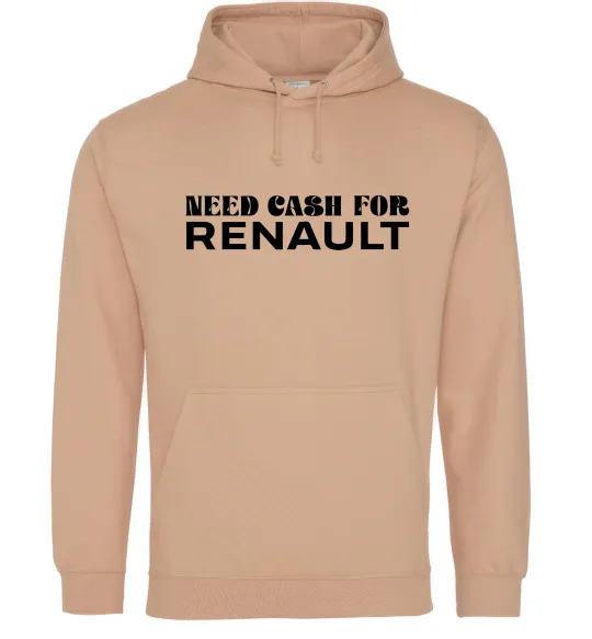 Мужская толстовка (худи) Need cash for Renault Песочный фото