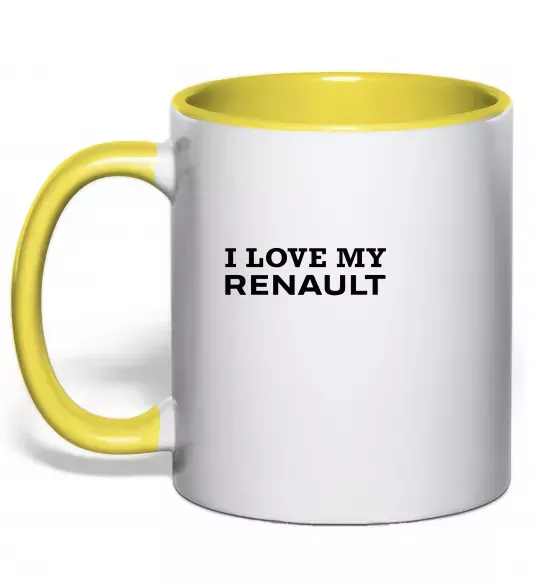 Чашка з кольоровою ручкою I love my Renault Сонячно жовтий фото
