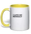 Чашка з кольоровою ручкою I love my Renault Сонячно жовтий фото