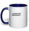 Чашка з кольоровою ручкою I love my Renault Глибокий темно-синій фото