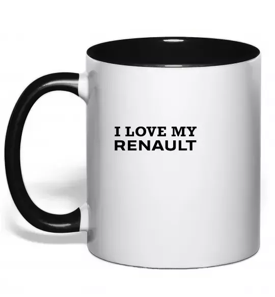 Чашка з кольоровою ручкою I love my Renault Чорний фото