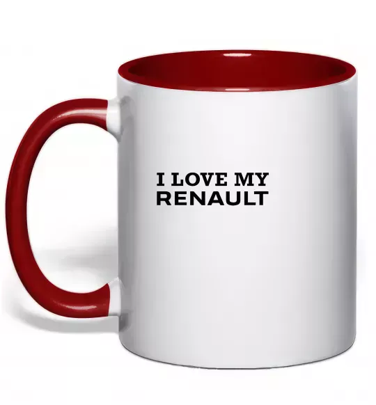 Чашка з кольоровою ручкою I love my Renault Червоний фото